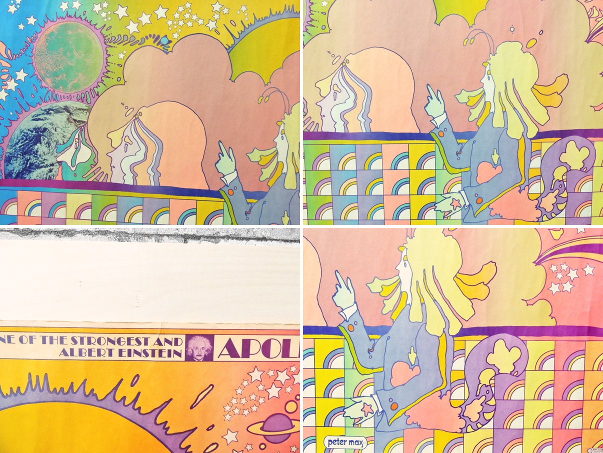 ピーター ・ マックス Peter Max “ MAN MUST MOON - APOLLO 11 1969 ” RITON製 フレーム付き ポスター ●