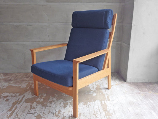 カーフ Karf トリムプラス Tolime+ ハイバックチェア High back chair ラウンジチェア ミディアムブルー オーク材 定価:13.8万円 ♪