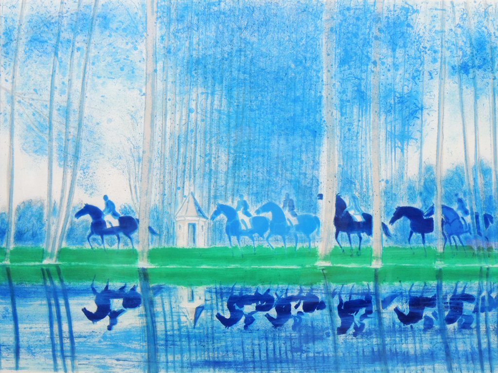 アンドレ・ブラジリエ Andre Brasilier " 湖畔の反射 " リトグラフ 額装品 131/150 サイン入り ●