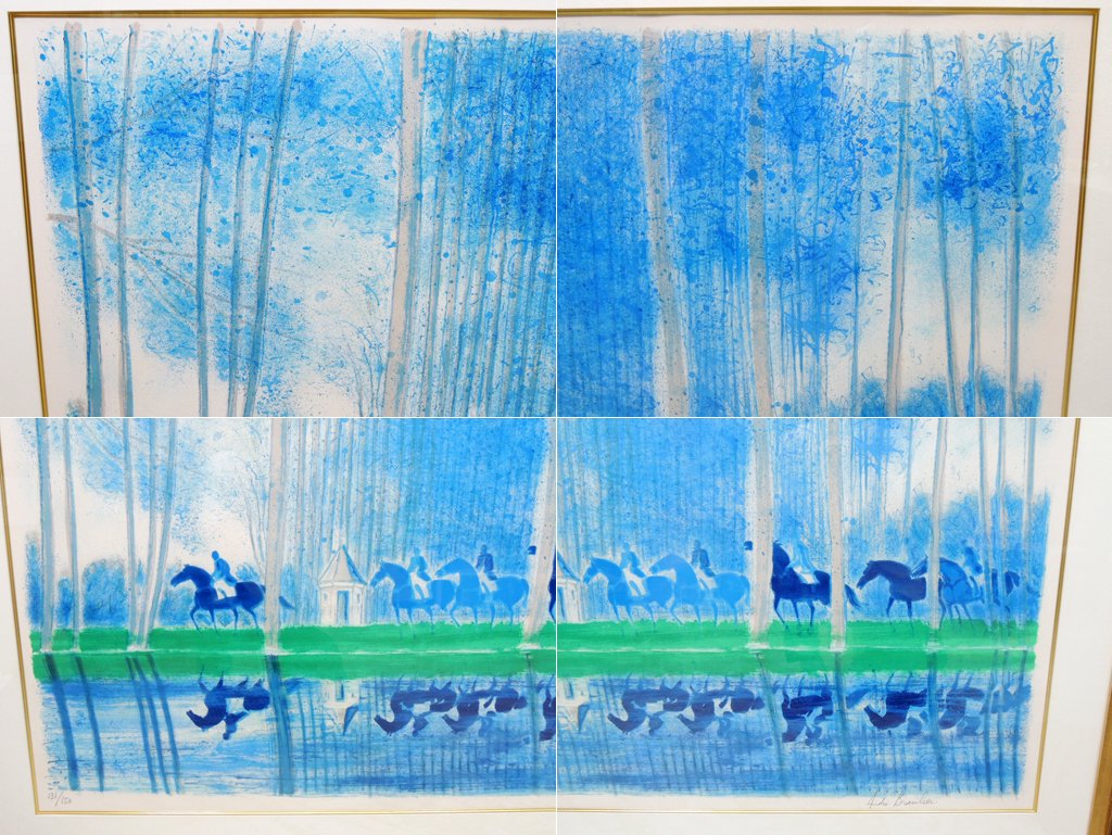 アンドレ・ブラジリエ Andre Brasilier " 湖畔の反射 " リトグラフ 額装品 131/150 サイン入り ●