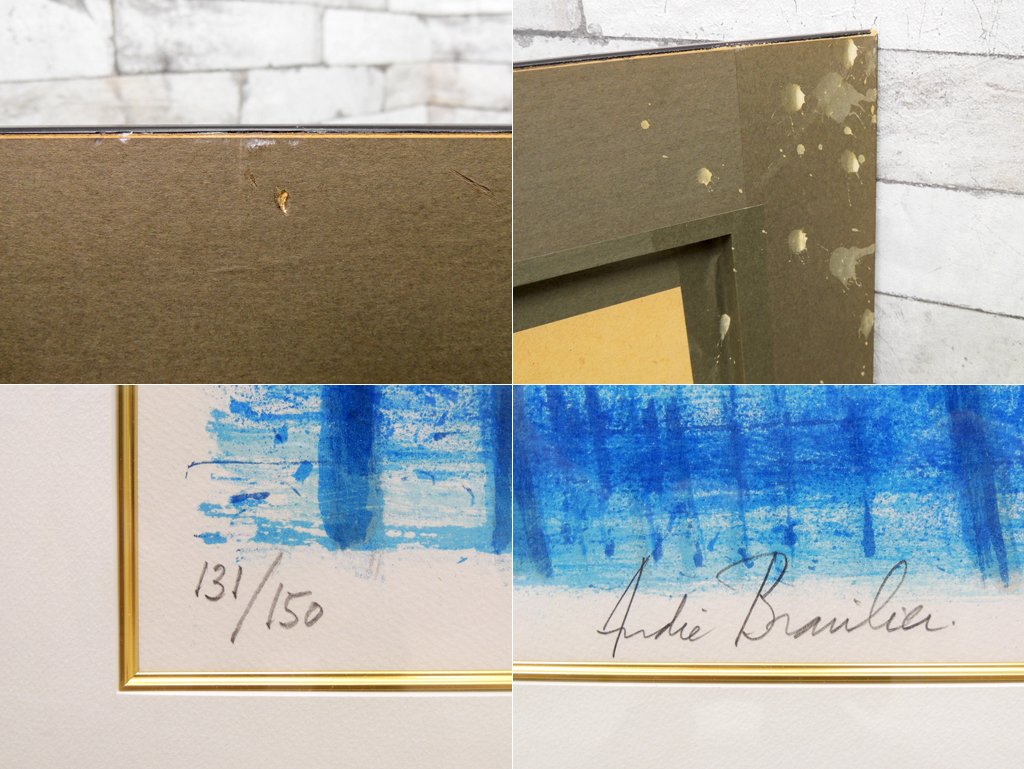 アンドレ・ブラジリエ Andre Brasilier " 湖畔の反射 " リトグラフ 額装品 131/150 サイン入り ●