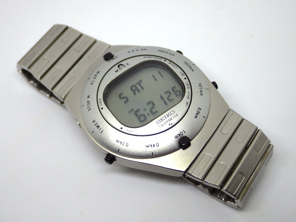 セイコー SEIKO スピードマスター デジタルライダース 希少シルバー A828-4020 1983年発売 ジョルジェット・ジウジアーロ 腕時計 オリジナル ●