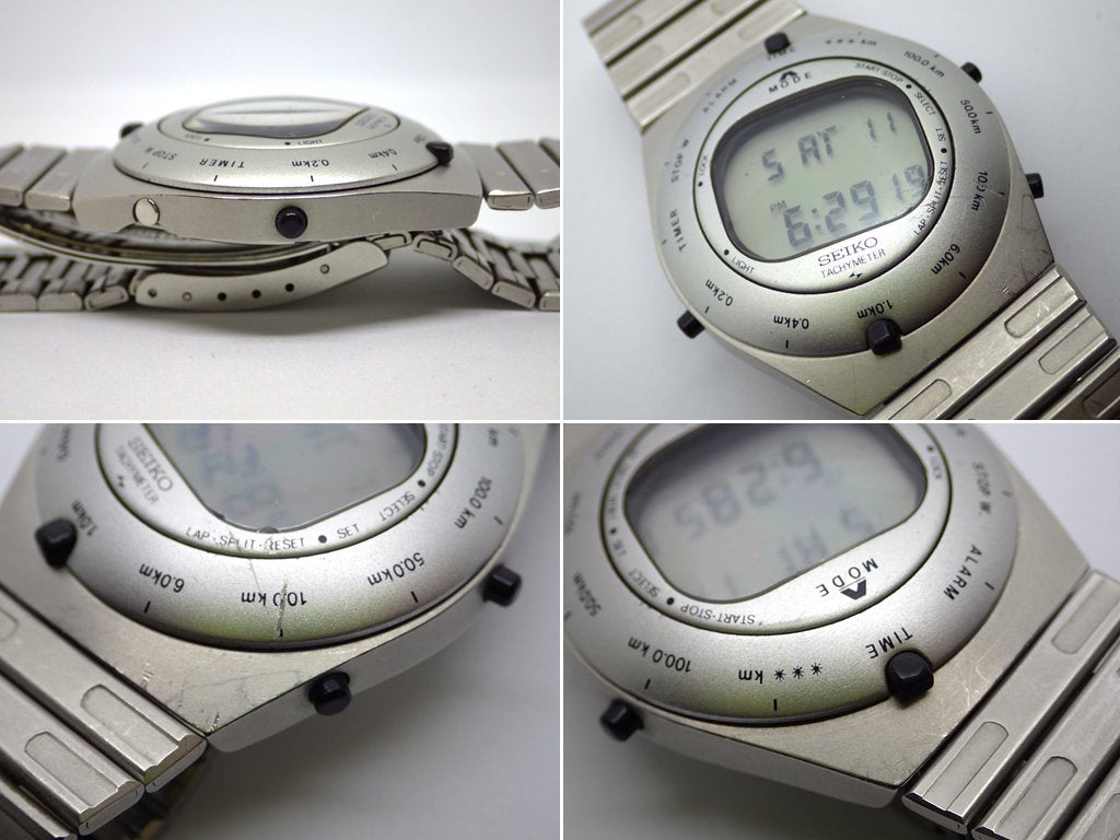 セイコー SEIKO スピードマスター デジタルライダース 希少シルバー A828-4020 1983年発売 ジョルジェット・ジウジアーロ 腕時計 オリジナル ●