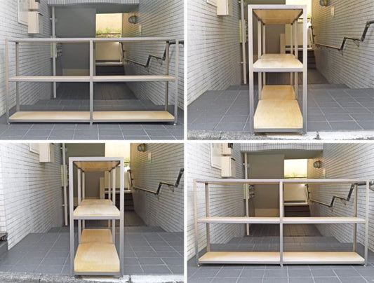 パシフィックファニチャーサービス PACIFIC FURNITURE SERVICE オープンシェルフ AW SHELF オーク材天板 Double Oak インダストリアルデザイン P.F.S. ■