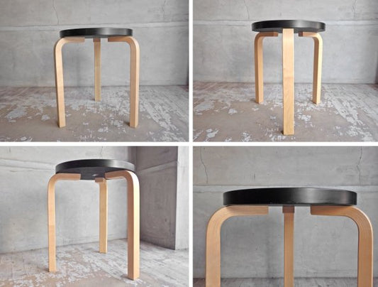 アルテック Artek Stool60 スツール 80周年記念モデル ブラックラッカー アルヴァ・アアルト 北欧家具♪