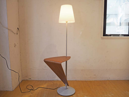 北欧ビンテージ チークプラウッドテーブル付きフロアランプ FLOOR LAMP with plywood table ソファサイド ランプ ミッドセンチュリーデザイン ★