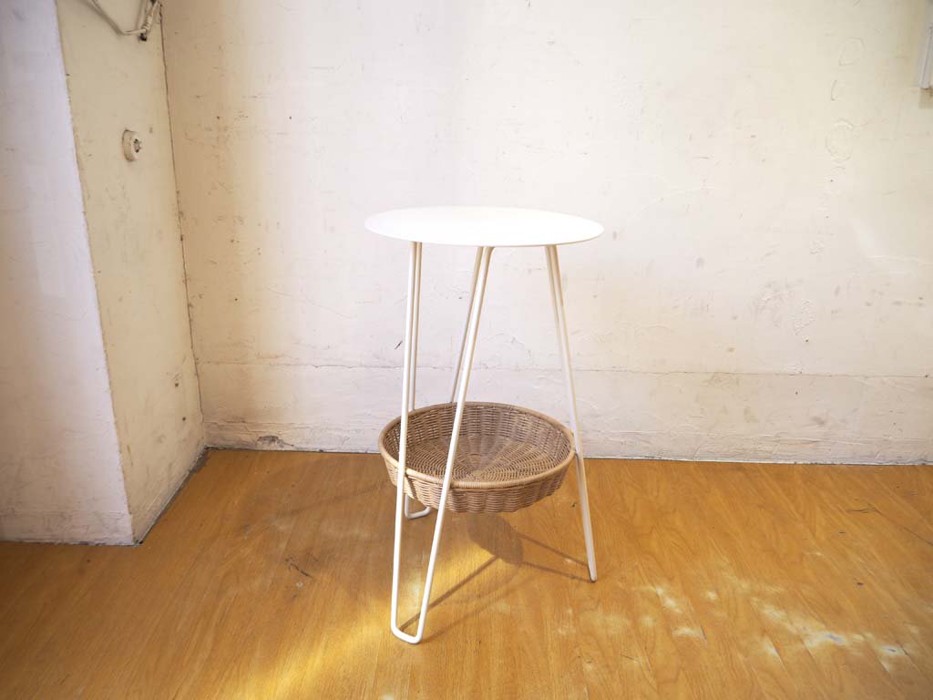 イデー IDEE ワラビー サイドテーブル WALLABY SIDE TABLE ホワイト White スチール×ラタン 美品 ★