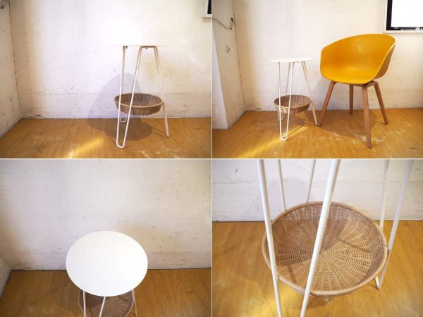 イデー IDEE ワラビー サイドテーブル WALLABY SIDE TABLE ホワイト White スチール×ラタン 美品 ★