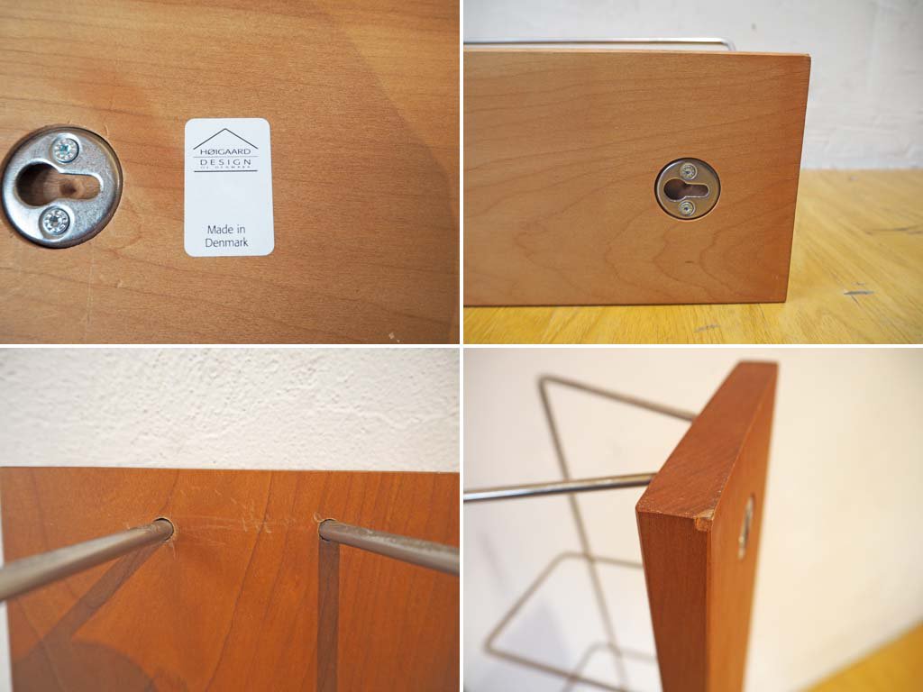オイガードデザイン Hoigaard Design ウォール CD ラック Wall cd rack チェリー材×ステンレス デンマーク Danish 縦横自在 壁掛け ★