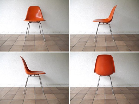 ハーマンミラー HermanMiller C&R. イームズ Eames 60-70's ビンテージ 前期 2nd サイドシェルチェア レアメダリオン付き Hベース DSX フルオリジナル ◇