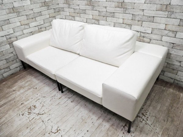 フランネル ソファ FLANNEL SOFA プレイス PLACE セパレート 2P ソファ 合皮 ホワイト 定価:28万円以上 ●