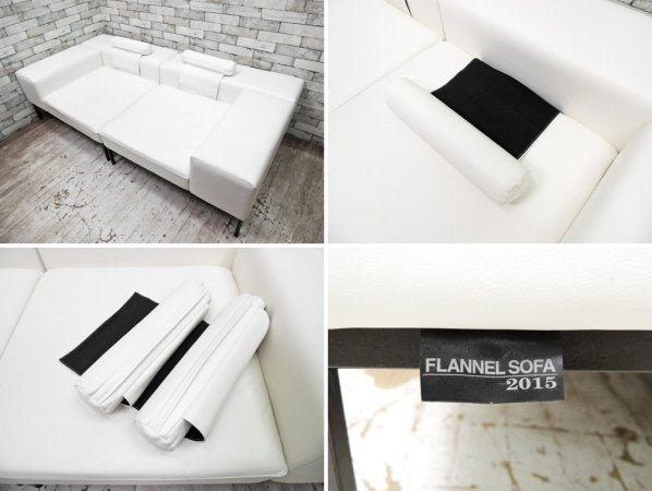 フランネル ソファ FLANNEL SOFA プレイス PLACE セパレート 2P ソファ 合皮 ホワイト 定価:28万円以上 ●