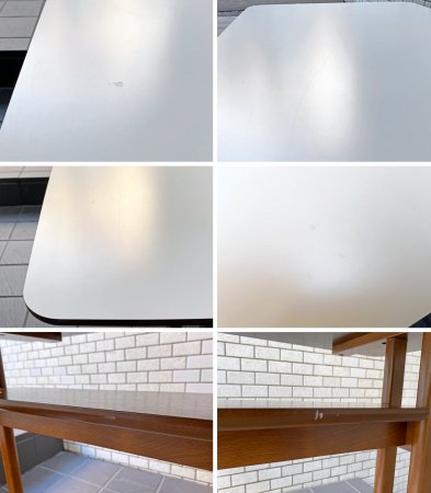 カリモク60+ karimoku カフェテーブル ホワイト メラミン天板  棚板付き ミッドセンチュリーモダン ■
