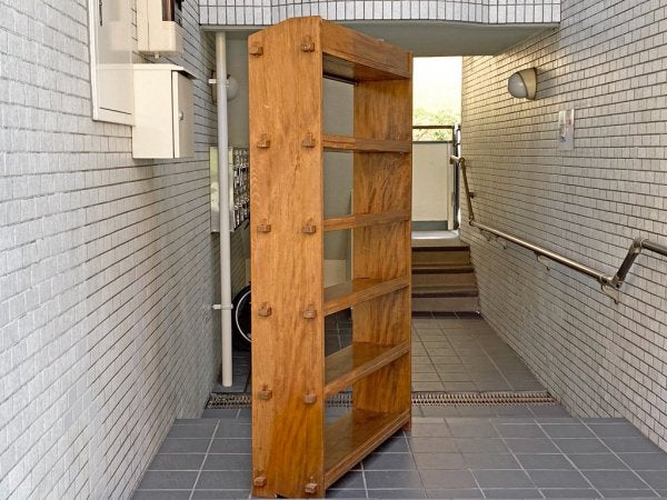 ジャパンビンテージ 70's ブックシェルフ 本棚 飾り棚 楔留め オープンラック 木味 日本家具 ■