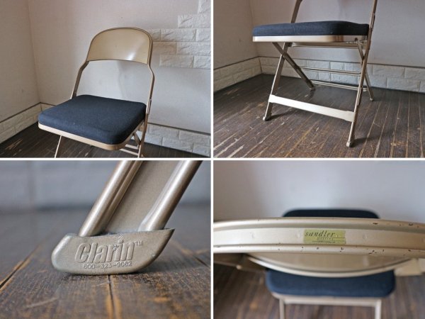 クラリン CLARIN フォールディングチェア 折り畳み式 Folding chair SANDLER ブラック ファブリッククッション D ◎