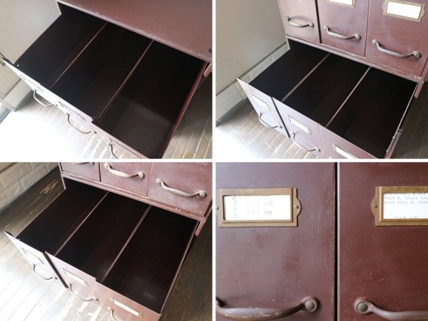 USビンテージ スチール製 ファイリングキャビネット 3段9杯 ブラウン 工業系 インダストリアル ◎