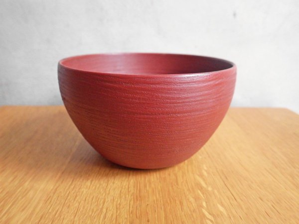 赤木明登 楡の鉢シリーズ 茶碗 4寸 赤 漆 伝統工芸 B ♪