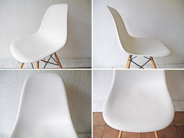 ハーマンミラー HermanMiller C&R.イームズ Eames サイドシェルチェア ダウェルレッグ ＝ DSW /  ホワイト 定価￥64,900- B ◇