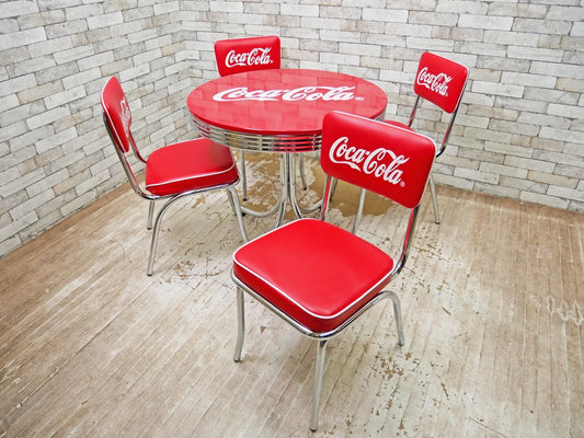 コカ・コーラ Coca Cola ダイナーテーブル & ダイナーチェア 4脚 フルセット 50sビンテージスタイル ●