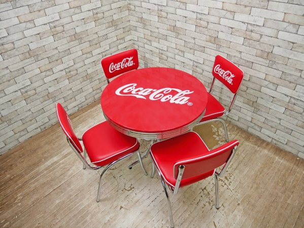 コカ・コーラ Coca Cola ダイナーテーブル & ダイナーチェア 4脚 フルセット 50sビンテージスタイル ●