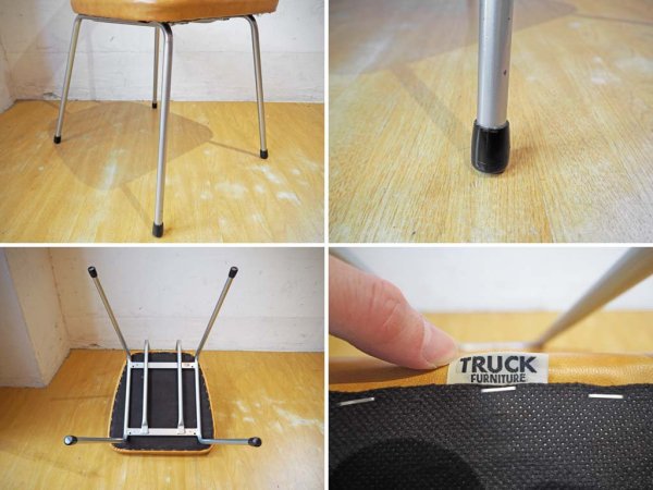 トラックファニチャー TRUCK FURNITURE パイプチェア 初期型 スタッズ 鋲打 フェイクレザー パイピング レトロデザイン B ★