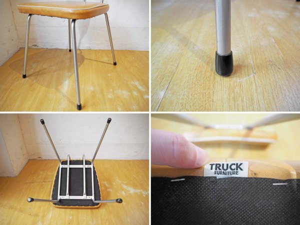 トラックファニチャー TRUCK FURNITURE パイプチェア 初期型 スタッズ 鋲打 フェイクレザー パイピング レトロデザイン A ★