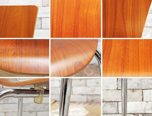 モダンスタイル Modern Style ダイニングチェア 2脚セット プライウッド ゼブラウッド スチール脚 スタッキング A ●