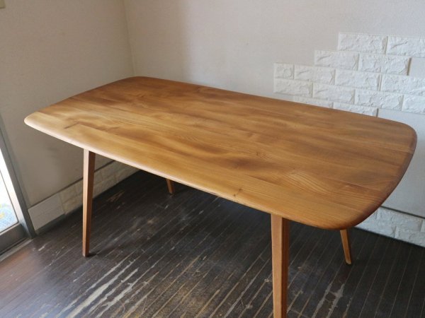 アーコール Ercol ダイニングテーブル エルム材 W152cm UKビンテージ 英国 アンティーク ◎