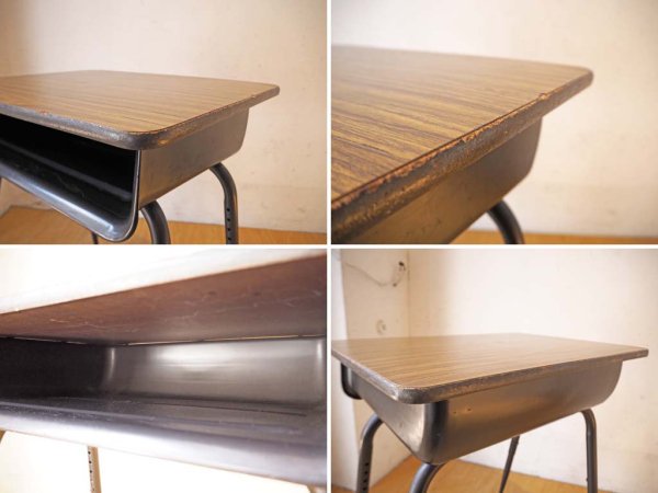 USビンテージ スクールデスク SCHOOL DESK デコラトップ 収納付 高さ調整 ミッドセンチュリー American Desk ★