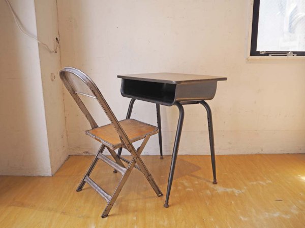 USビンテージ スクールデスク SCHOOL DESK デコラトップ 収納付 高さ調整 ミッドセンチュリー American Desk ★