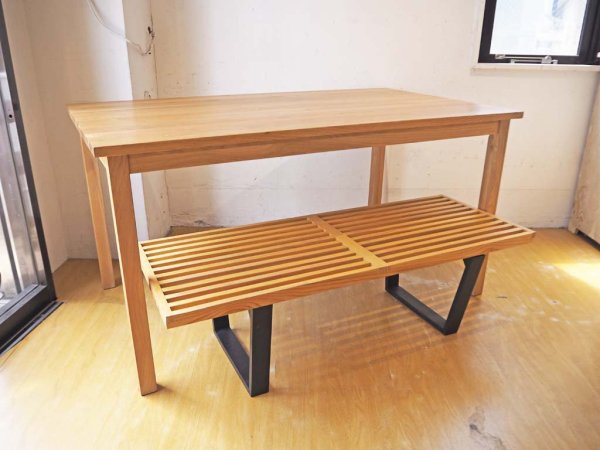 無印良品 MUJI ダイニングテーブル Dining table オーク無垢材 ワックスフィニッシュ シンプル ナチュラル W140 ★