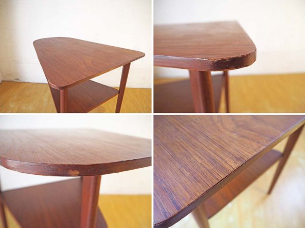 北欧ビンテージ チーク材 サイドテーブル トライアングルデザイン 3本脚 北欧家具 Teak side table ★