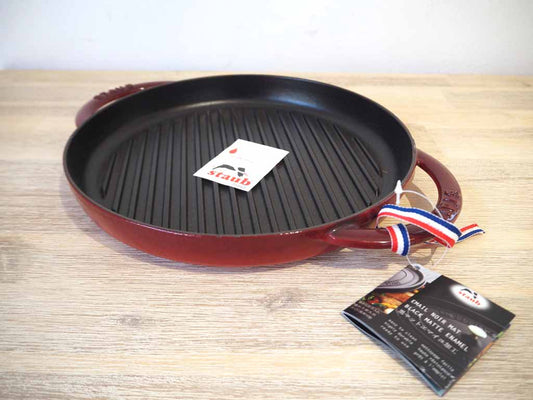 ストウブ staub ピュアグリル ラウンド ルージュ 26cm  グリルパン チェリーレッド IH対応 未使用 フランス ★