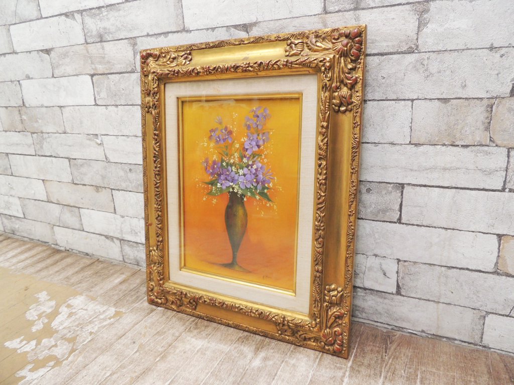 熊川昭典 野の花 花ダイコン カスミ草 1978年 静止画 日本画 ●