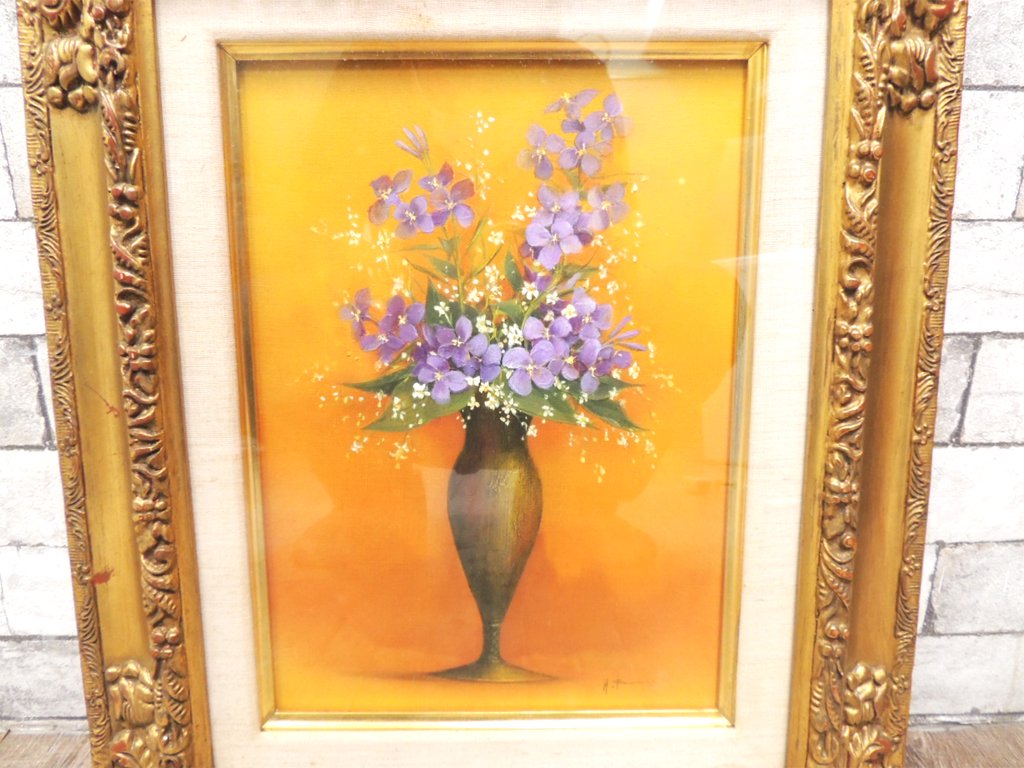 熊川昭典 野の花 花ダイコン カスミ草 1978年 静止画 日本画 ●