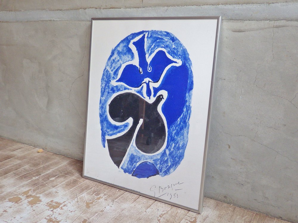 ジョルジュ・ブラック Georges Braque 青と黒の鳥 シルクスクリーン 額装品 ♪