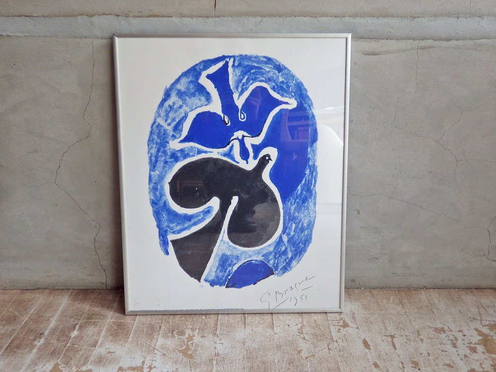 ジョルジュ・ブラック Georges Braque 青と黒の鳥 シルクスクリーン 額装品 ♪