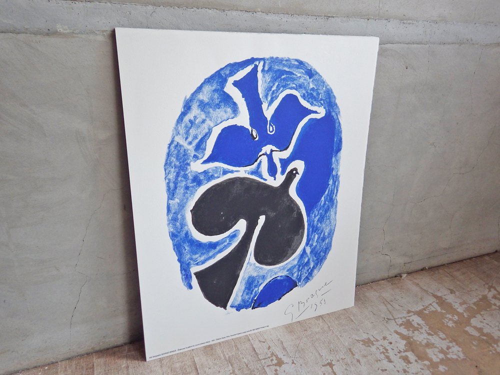 ジョルジュ・ブラック Georges Braque 青と黒の鳥 シルクスクリーン 額装品 ♪