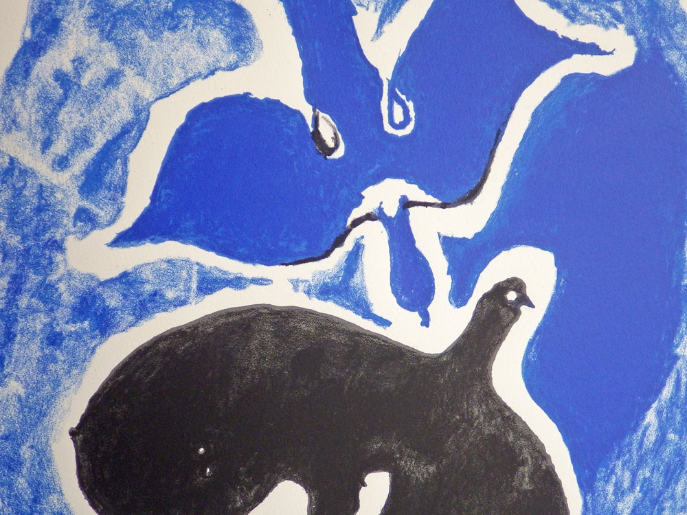 ジョルジュ・ブラック Georges Braque 青と黒の鳥 シルクスクリーン 額装品 ♪