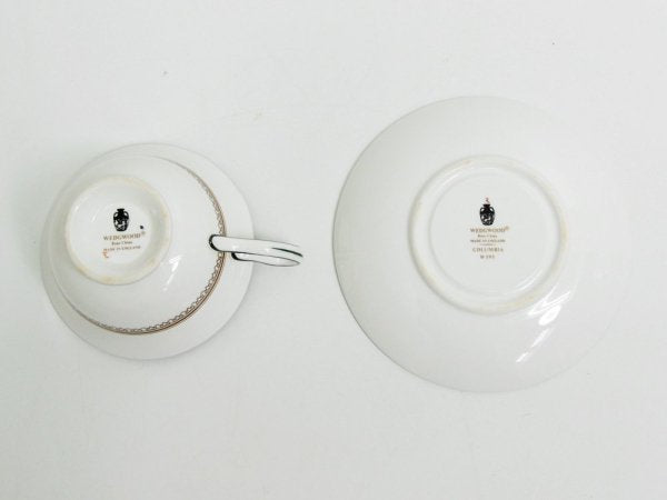 ウェッジウッド WEDGWOOD コロンビア COLUMBIA エナメル ENAMELLED カップ＆ソーサー C/S 白磁 ボーンチャイナ BONE CHINA 英国食器 A ●