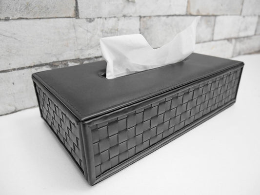 カッシーナイクスシー Cassina IXC. オリジナル ティッシュボックス Leather tissue box ブラック 牛革 モダンデザイン イタリア ●