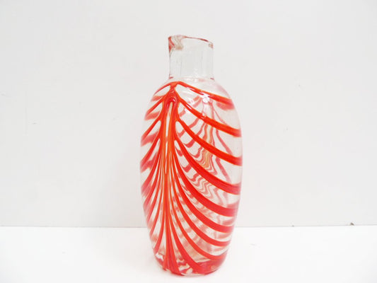 USビンテージ ガラス フラワーベース glass flower vase レッド  ●