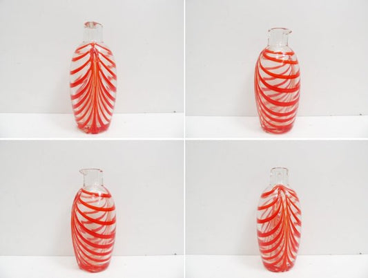 USビンテージ ガラス フラワーベース glass flower vase レッド  ●