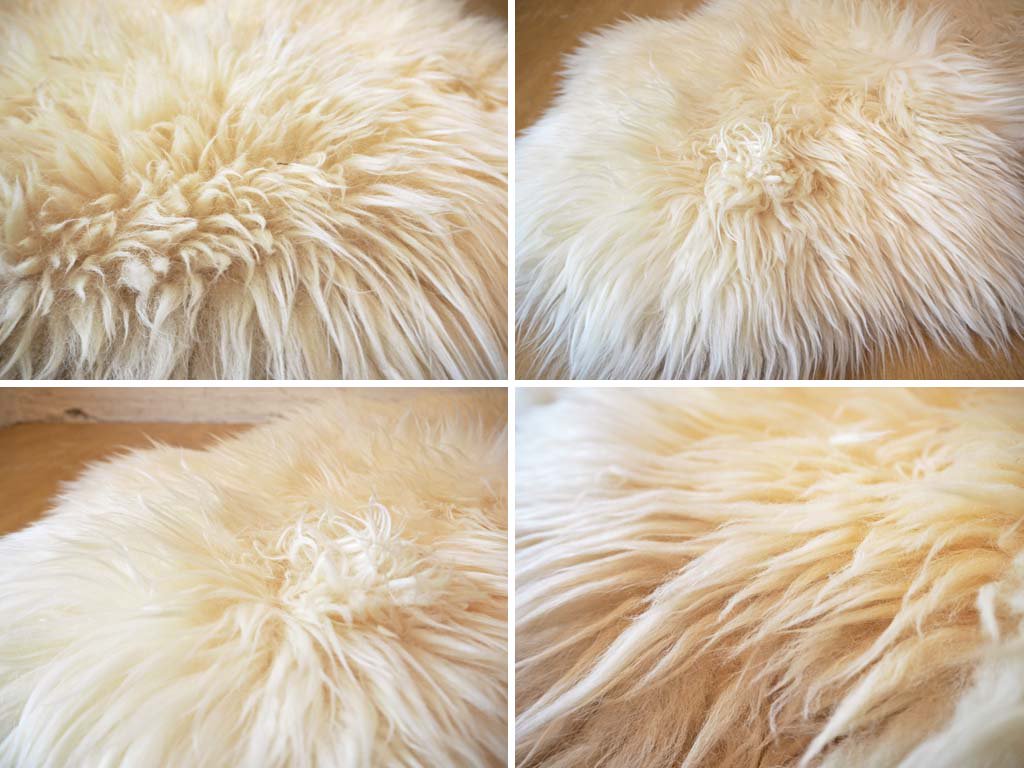 天然ムートン ラグ 長毛 シープスキン SHEEPSKIN 羊毛 2匹合せ made in New Zealand アイボリー ニュージーランド ★