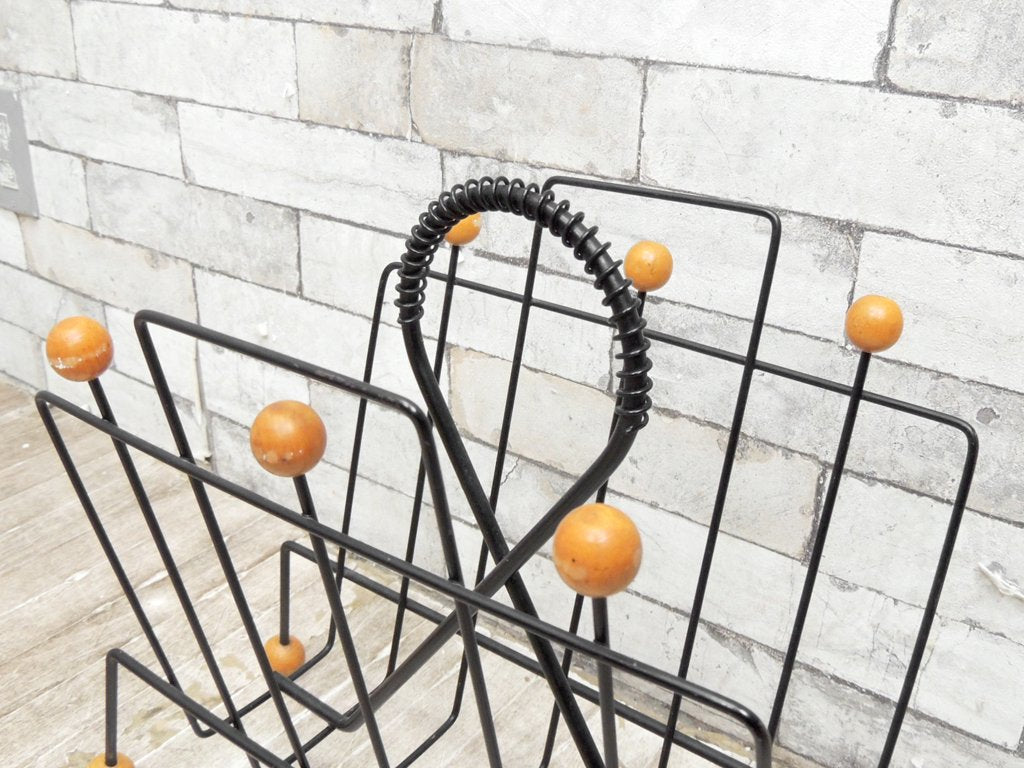 ミッドセンチュリーデザイン Mid-Century design アイアン × ウッド マガジンラック ●