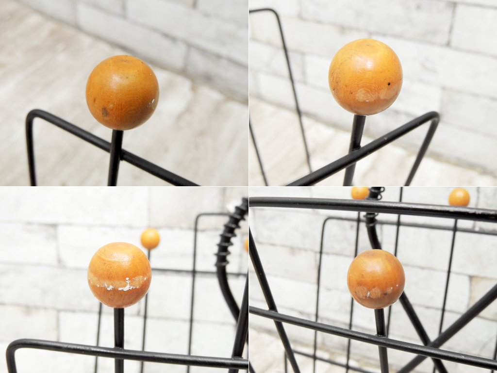 ミッドセンチュリーデザイン Mid-Century design アイアン × ウッド マガジンラック ●