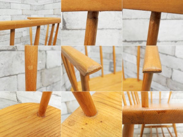 アーコール Ercol ビンテージ ベンチ リメイク エルム材 英国家具 ●