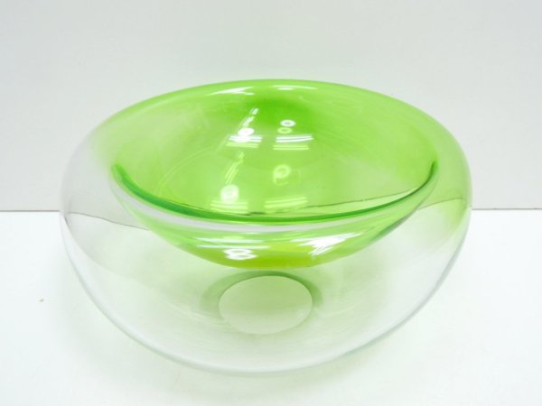 デンマーク ビンテージ Danish vintage ガラス ボウル Glass bowl 大型 グリーン ◇