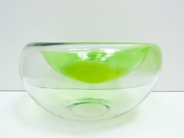 デンマーク ビンテージ Danish vintage ガラス ボウル Glass bowl 大型 グリーン ◇