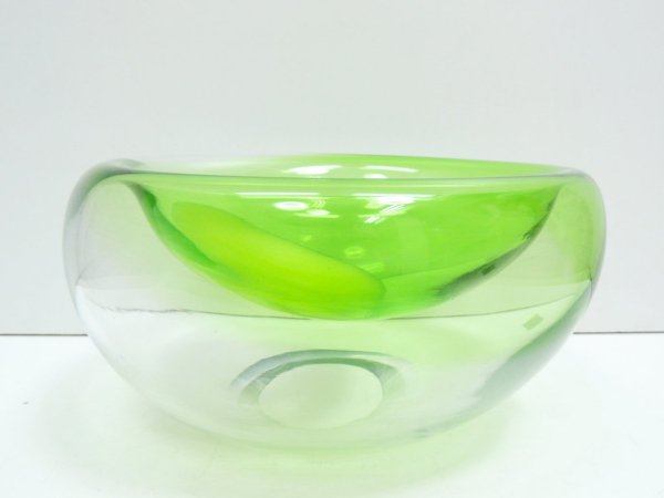 デンマーク ビンテージ Danish vintage ガラス ボウル Glass bowl 大型 グリーン ◇